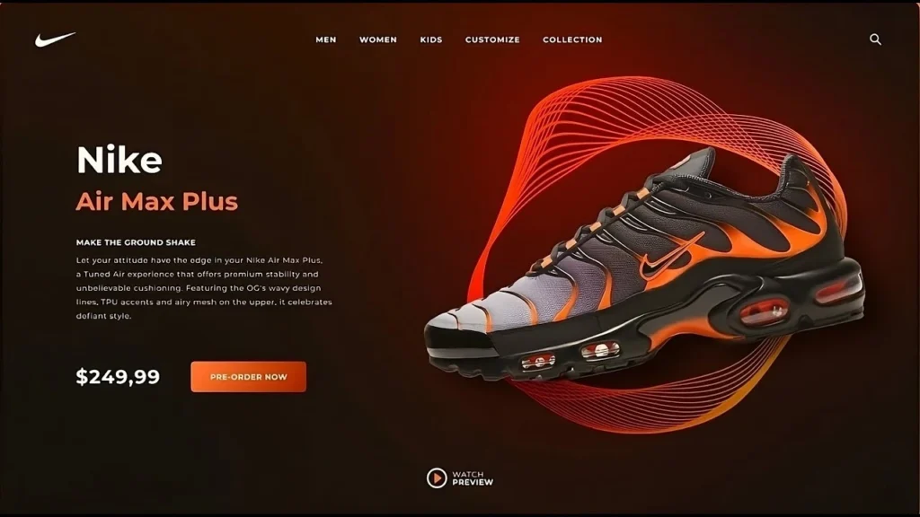 nike sneeker shoes website design