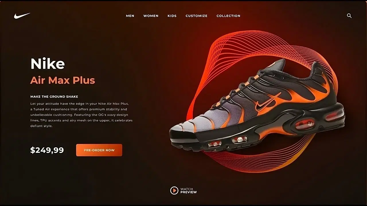 nike sneeker shoes website design