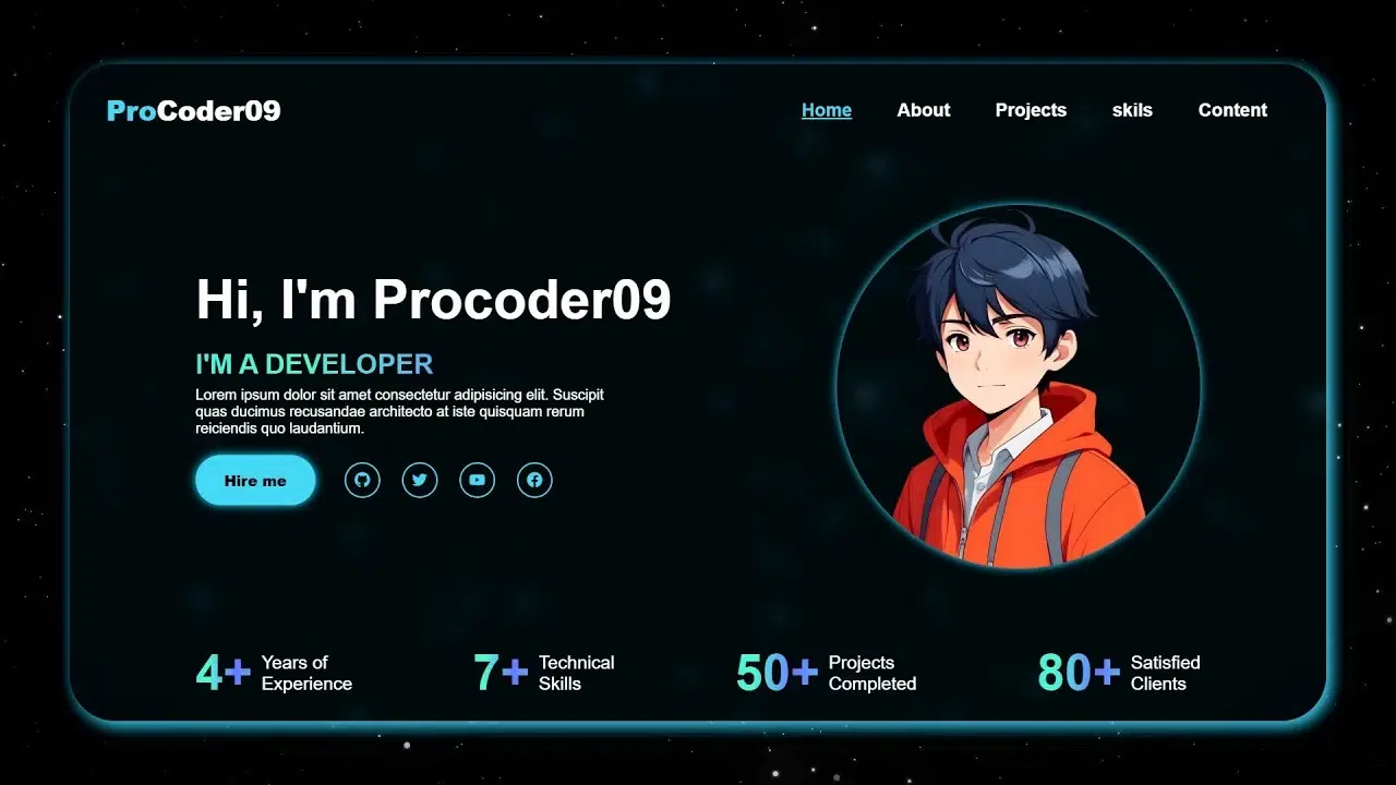 transparent portfolio website design