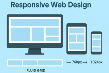 Responsive Web Design 101 diagram showing breakpoints and fluid grid