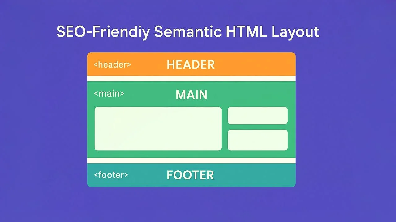 SEO-Friendly Semantic HTML layout structure with header main and footer