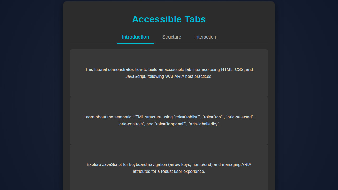 Accessible Tabs: HTML, CSS & JS Interface Design