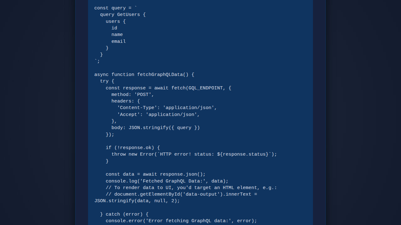 GraphQL Fetching: JavaScript Data with `fetch` API