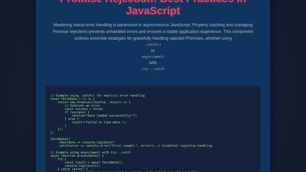 Promise Rejection: Best Practices in JavaScript