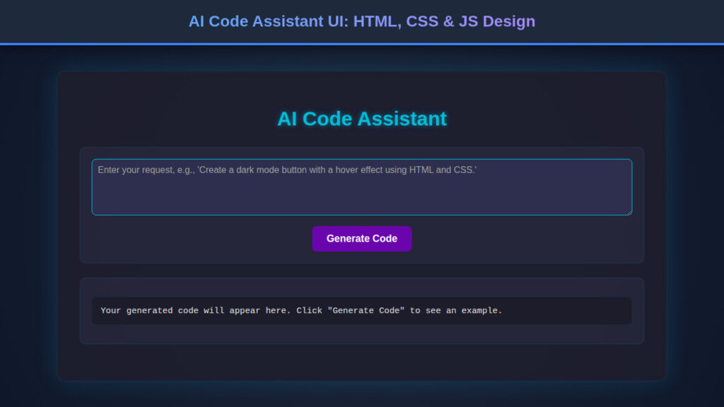 AI Code Assistant UI: HTML, CSS & JS Design