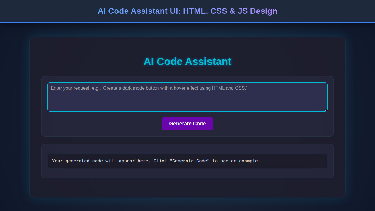AI Code Assistant UI: HTML, CSS & JS Design