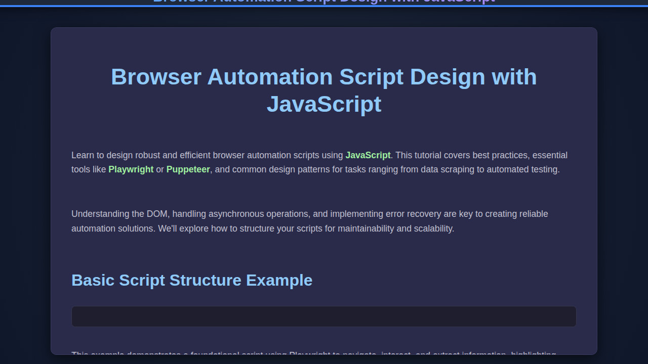 Browser Automation Script Design with JavaScript