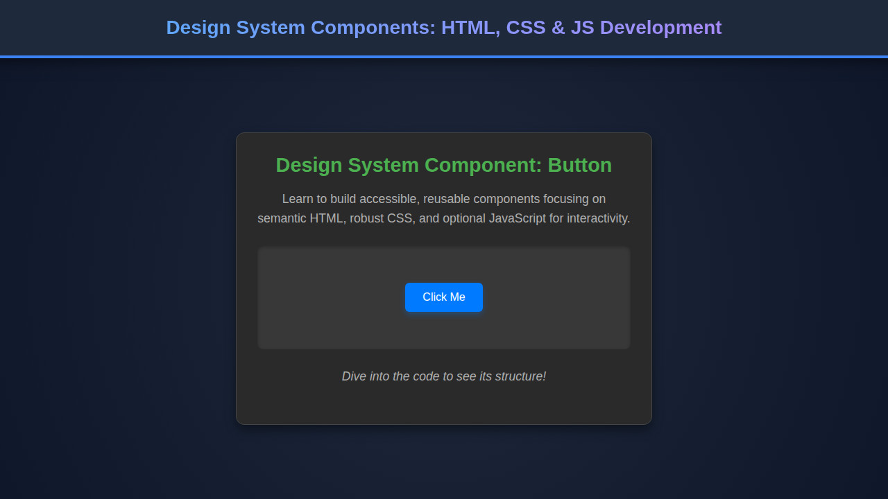 Design System Components: HTML, CSS & JS Development
