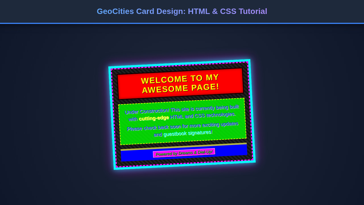 GeoCities Card Design: HTML & CSS Tutorial