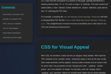 Interactive TOC: HTML, CSS & JS Table of Contents
