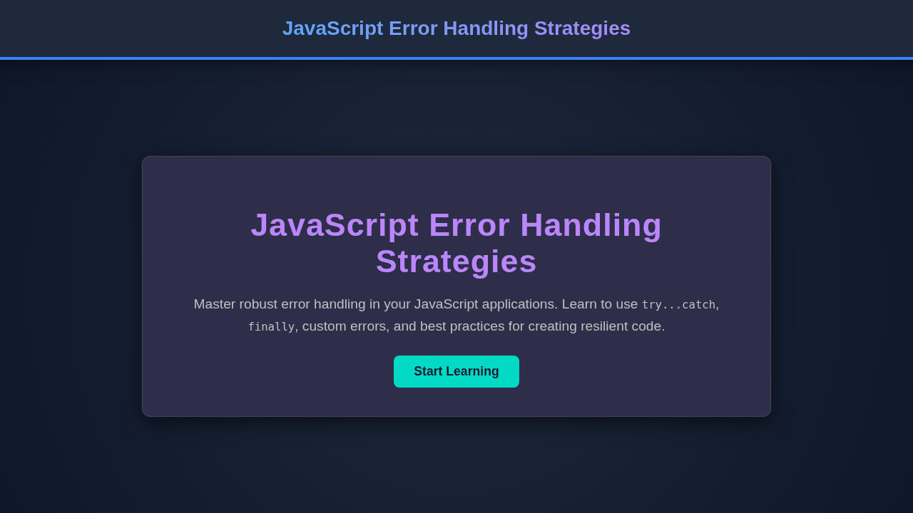 JavaScript Error Handling Strategies