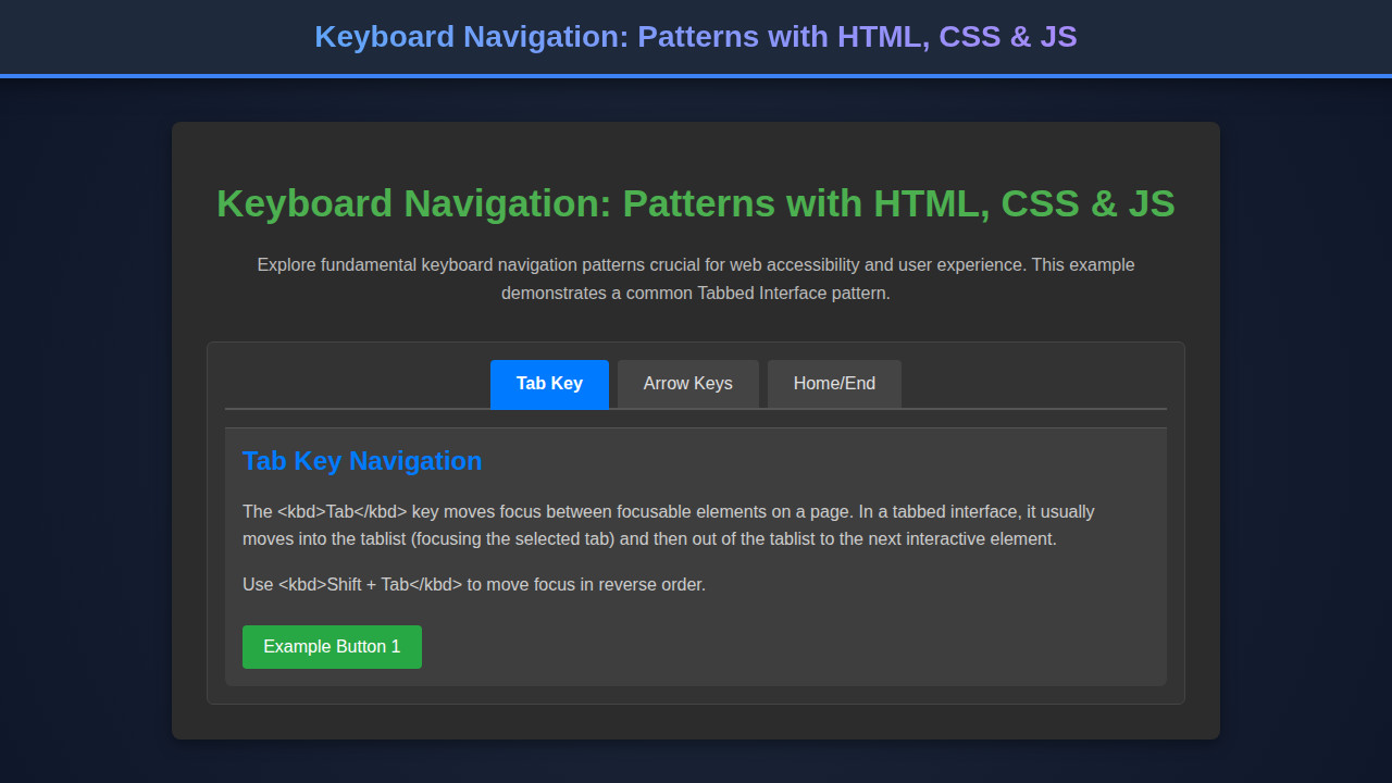 Keyboard Navigation: Patterns with HTML, CSS & JS