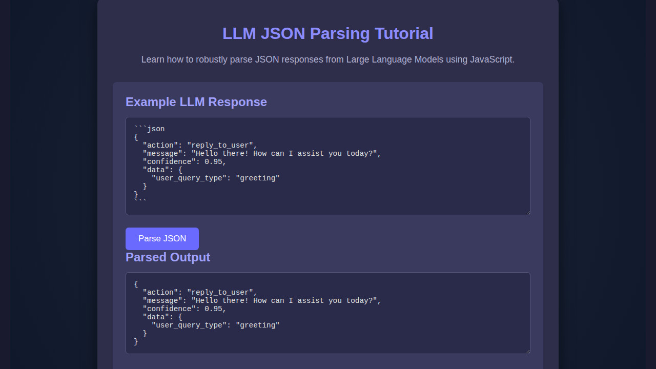 LLM JSON Parsing: JavaScript Tutorial