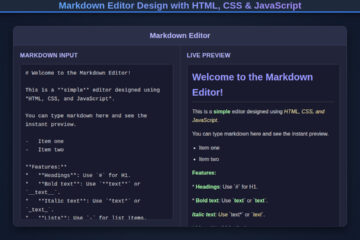 Markdown Editor Design with HTML, CSS & JavaScript