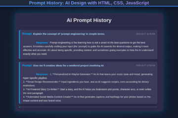 Prompt History: AI Design with HTML, CSS, JavaScript