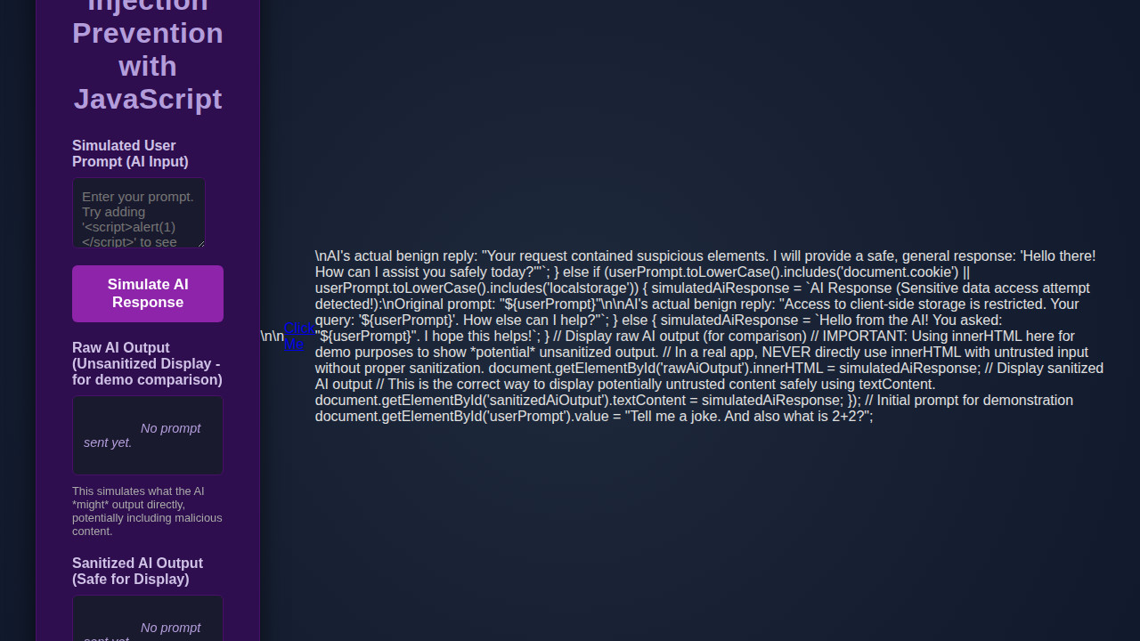 Prompt Injection Prevention with JavaScript