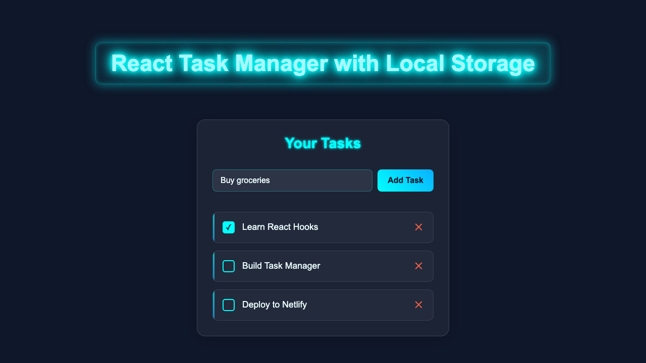 React Task Manager with Local Storage - JSX & Hooks Tutorial