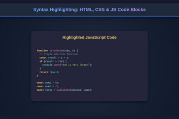 Syntax Highlighting: HTML, CSS & JS Code Blocks