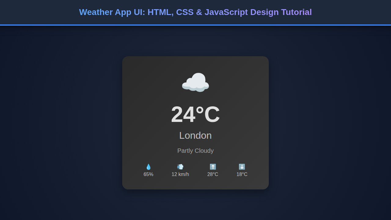 Weather App UI: HTML, CSS & JavaScript Design Tutorial