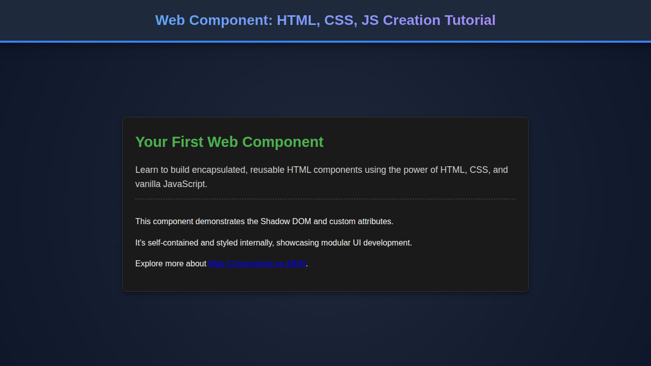 Web Component: HTML, CSS, JS Creation Tutorial