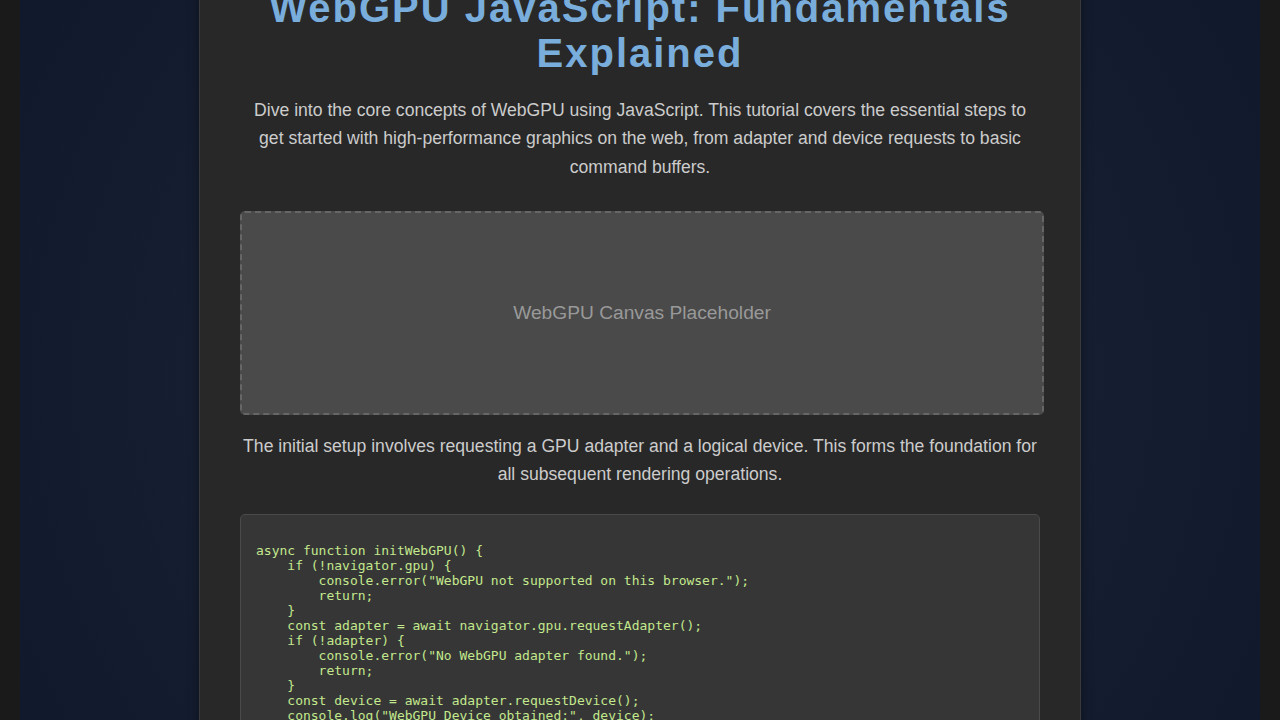 WebGPU JavaScript: Fundamentals Explained