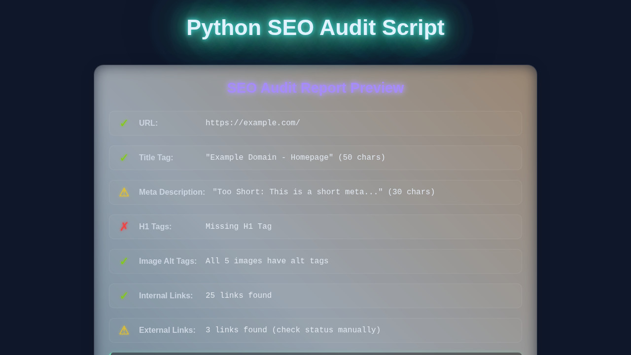 Python SEO Audit: Script to Evaluate On-Page Elements
