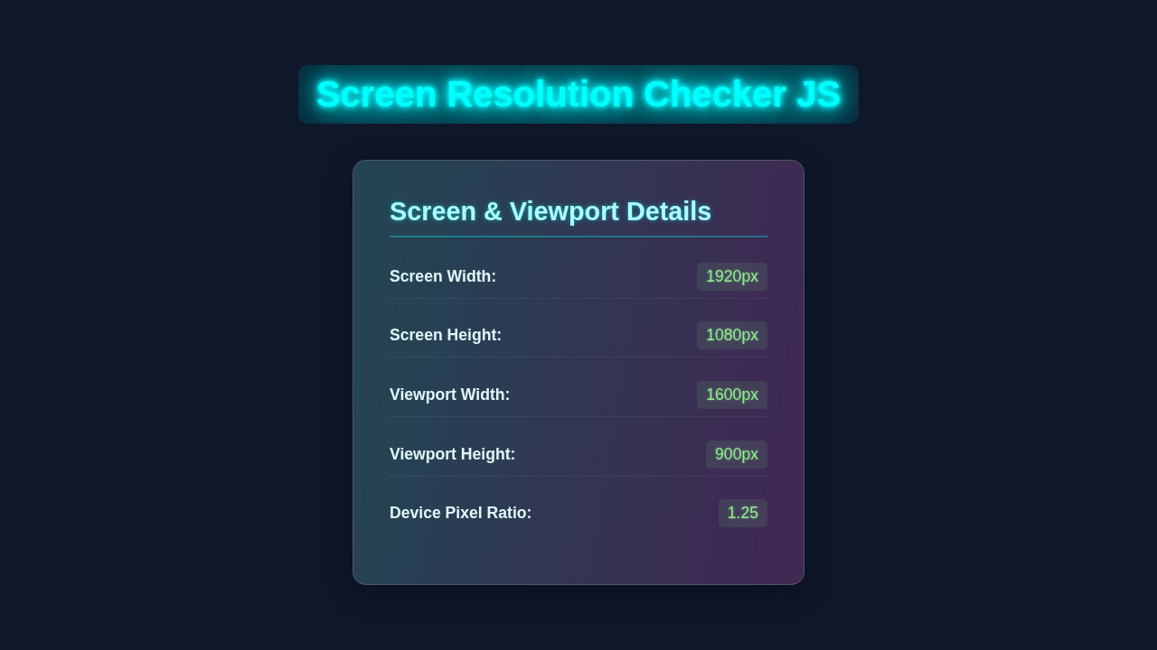 Screen Resolution Checker JS: HTML, CSS & JavaScript Tutorial