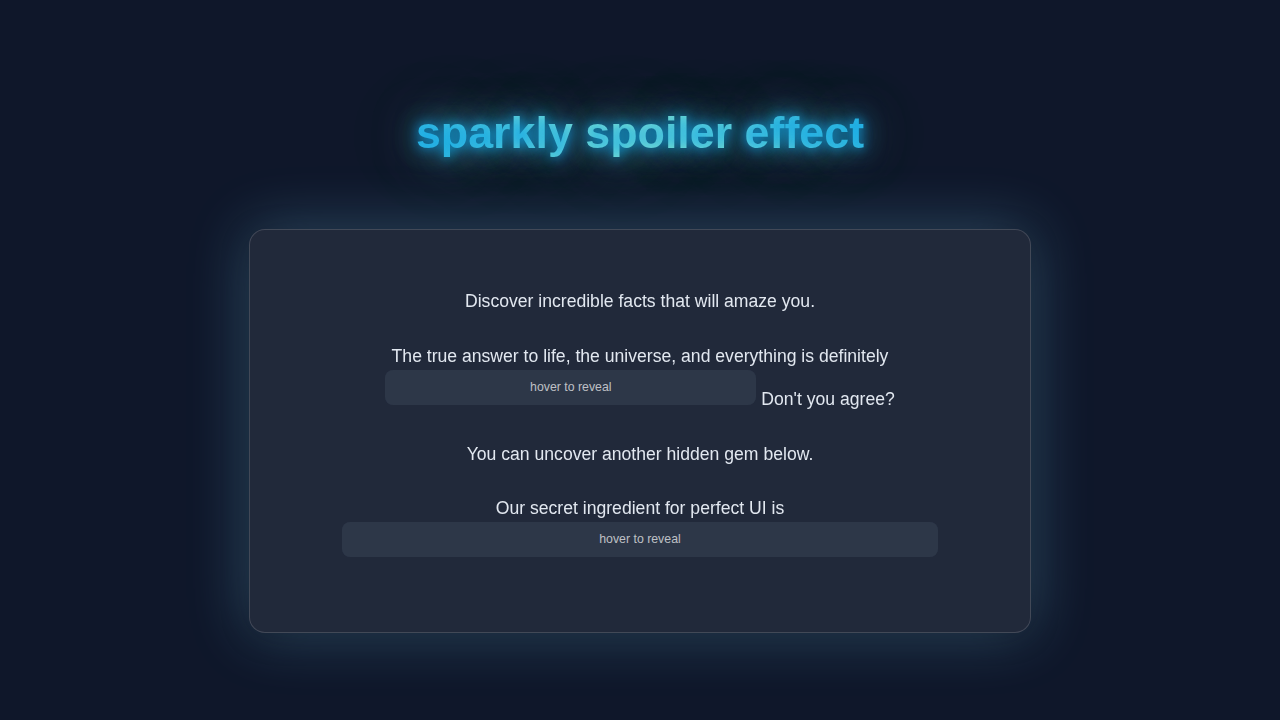 Sparkly Spoiler Text Effect with Pure HTML & CSS