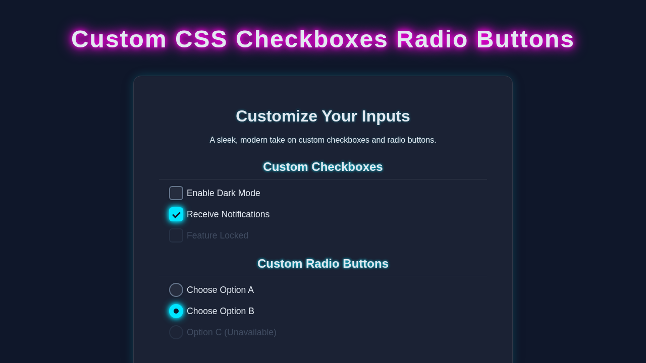 Custom Checkbox Radio Buttons Tutorial HTML CSS Only