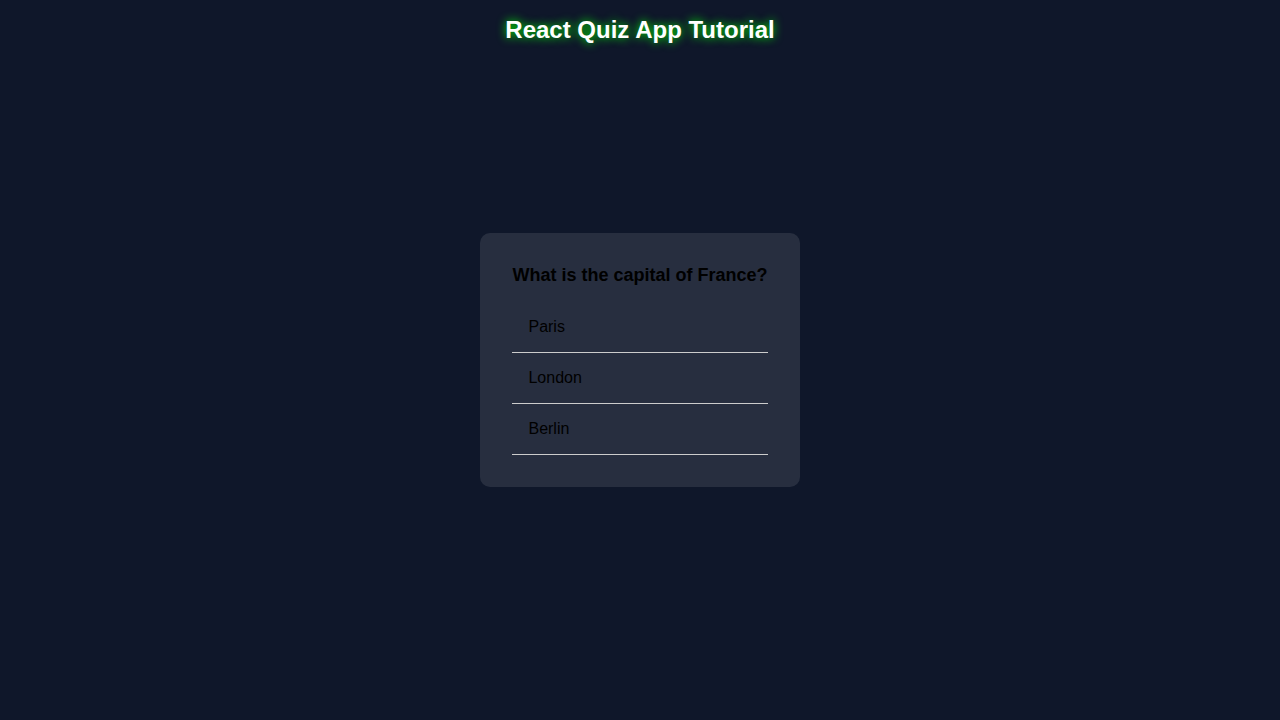 React Quiz App with JSX