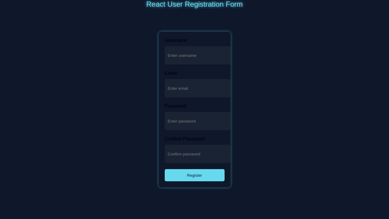 React User Registration Form with JSX