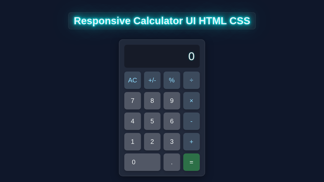 Responsive Calculator UI HTML CSS - Build a Modern Layout