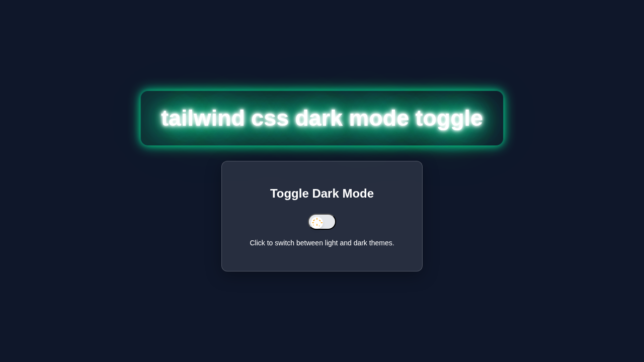 Tailwind CSS Dark Mode Toggle: HTML & JS Tutorial