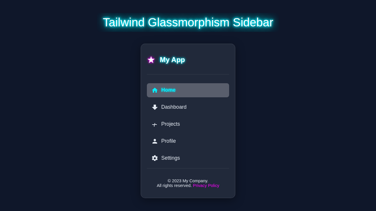 Glassmorphism Sidebar with HTML & Tailwind CSS - Complete Tutorial