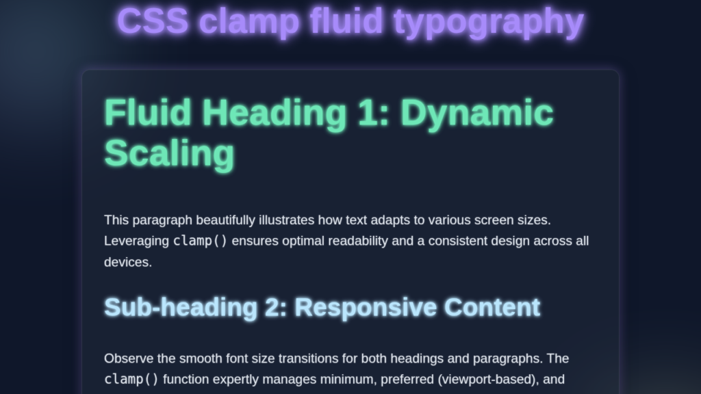 CSS clamp fluid typography tutorial with HTML & CSS