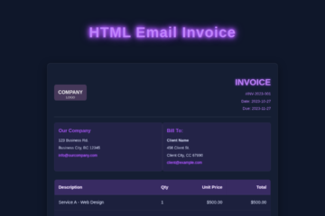 HTML Email Invoice: Responsive Design with Pure HTML & CSS