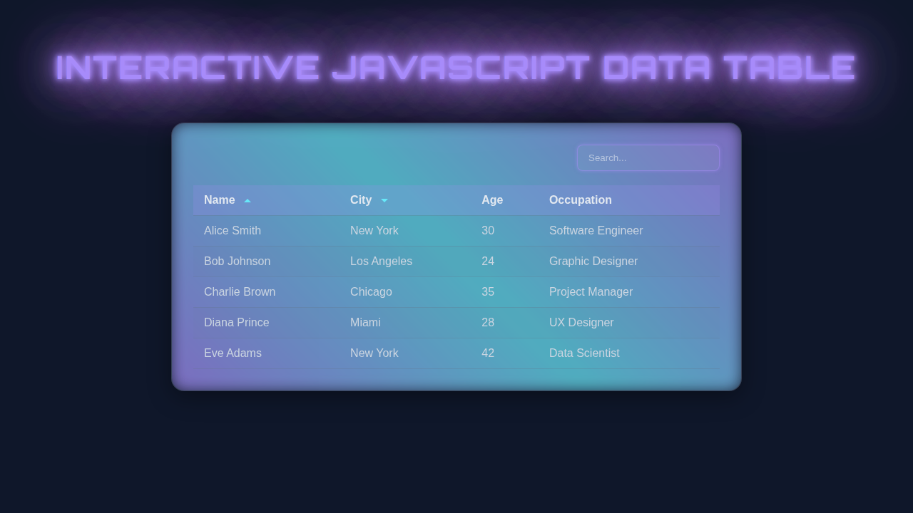 Interactive Data Table with Vanilla JS, HTML, and CSS