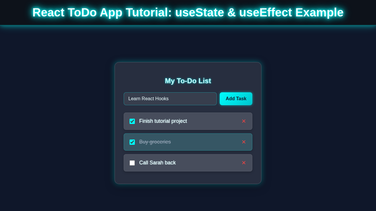 React ToDo App Tutorial: useState & useEffect Example