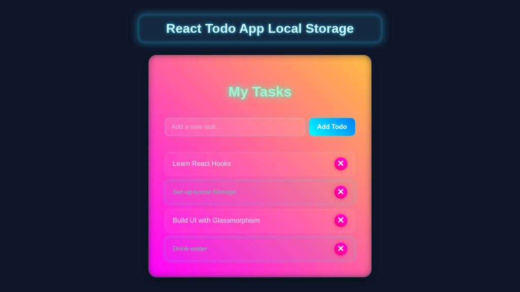 React Todo Local Storage App Tutorial – JSX & Hooks