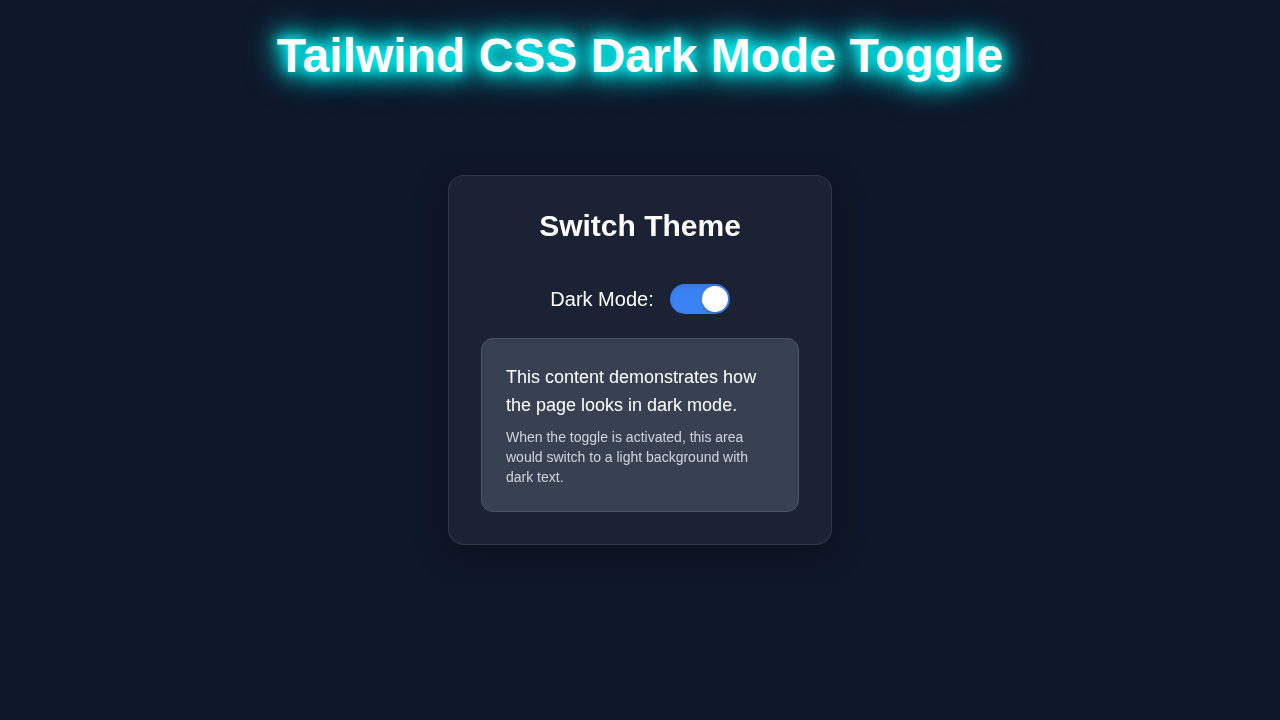 Tailwind CSS Dark Mode Toggle Tutorial with HTML & JS