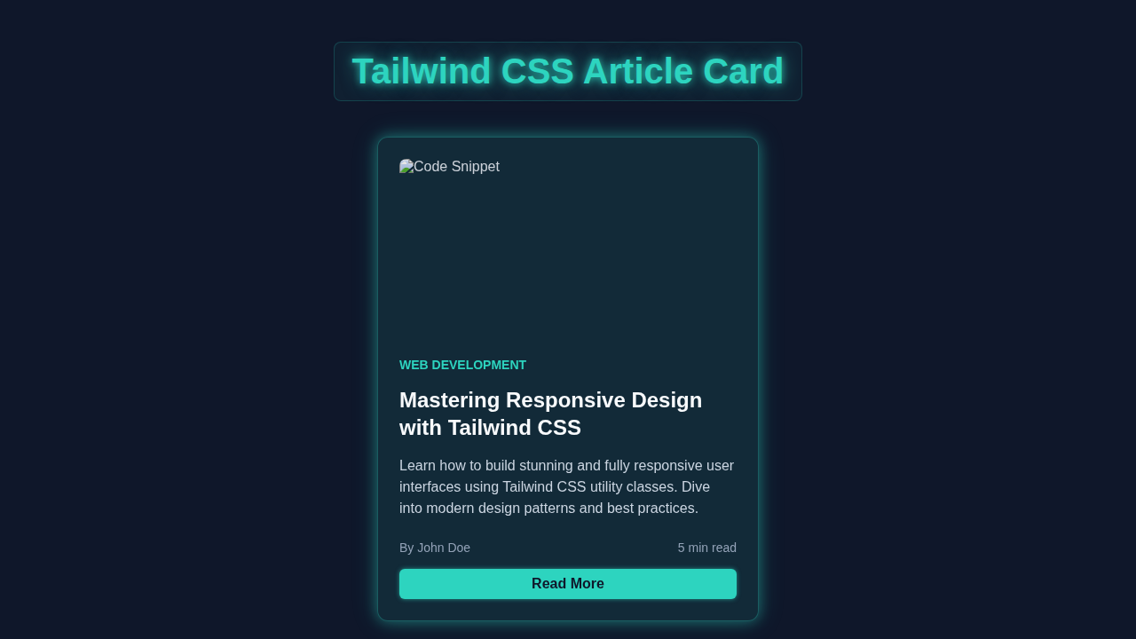 Tailwind Article Card: Responsive HTML & CSS Tutorial