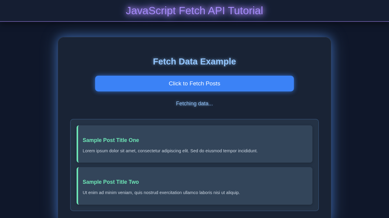 JavaScript Fetch API Tutorial: HTML, CSS & JS Guide