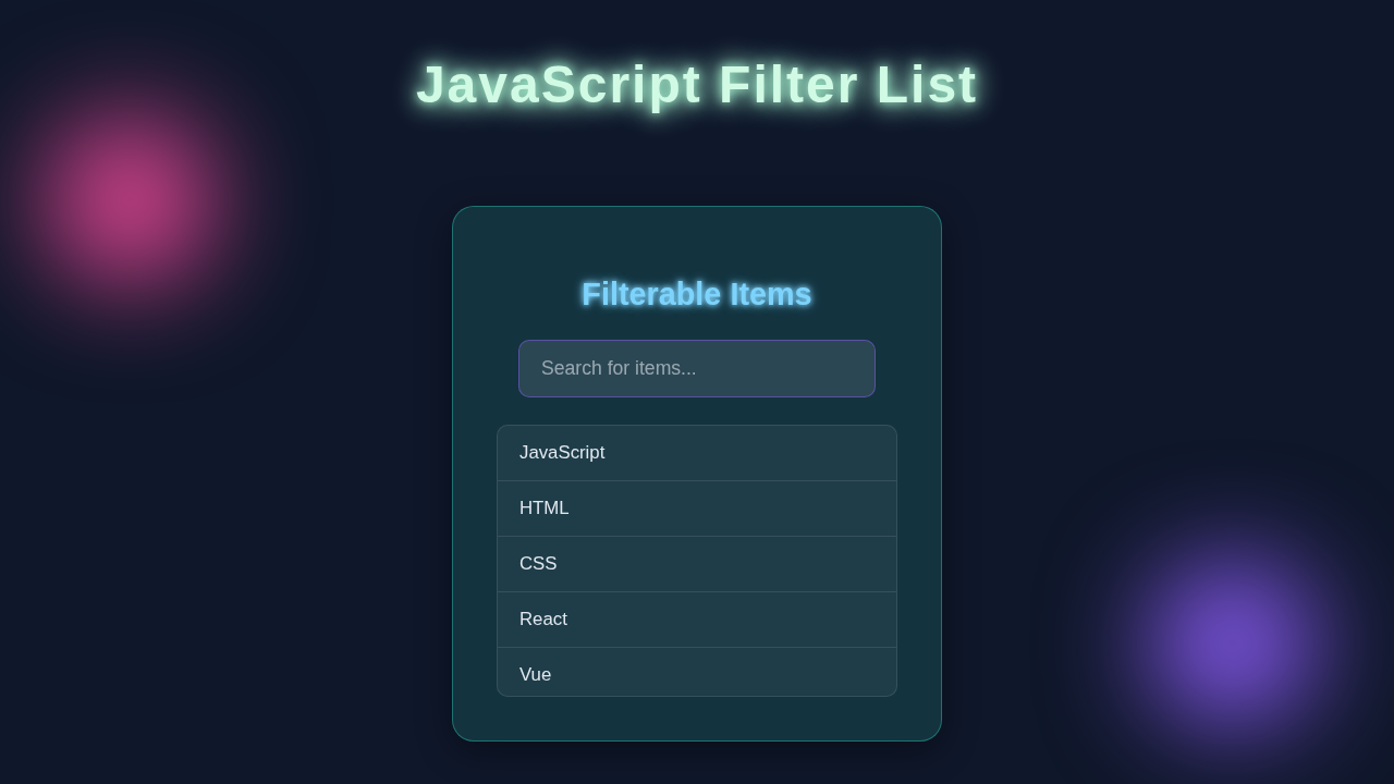 JavaScript Filter List Tutorial: HTML, CSS & Vanilla JS
