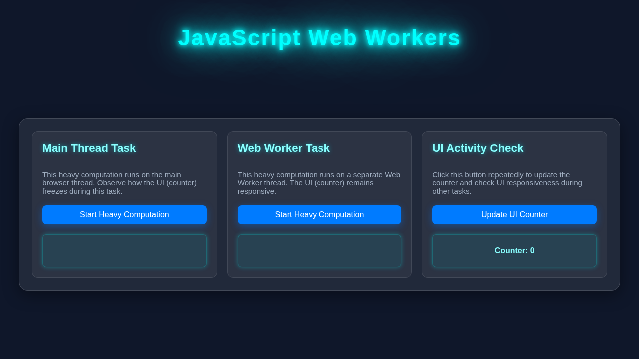 JavaScript Web Workers Tutorial with HTML, CSS, Vanilla JS