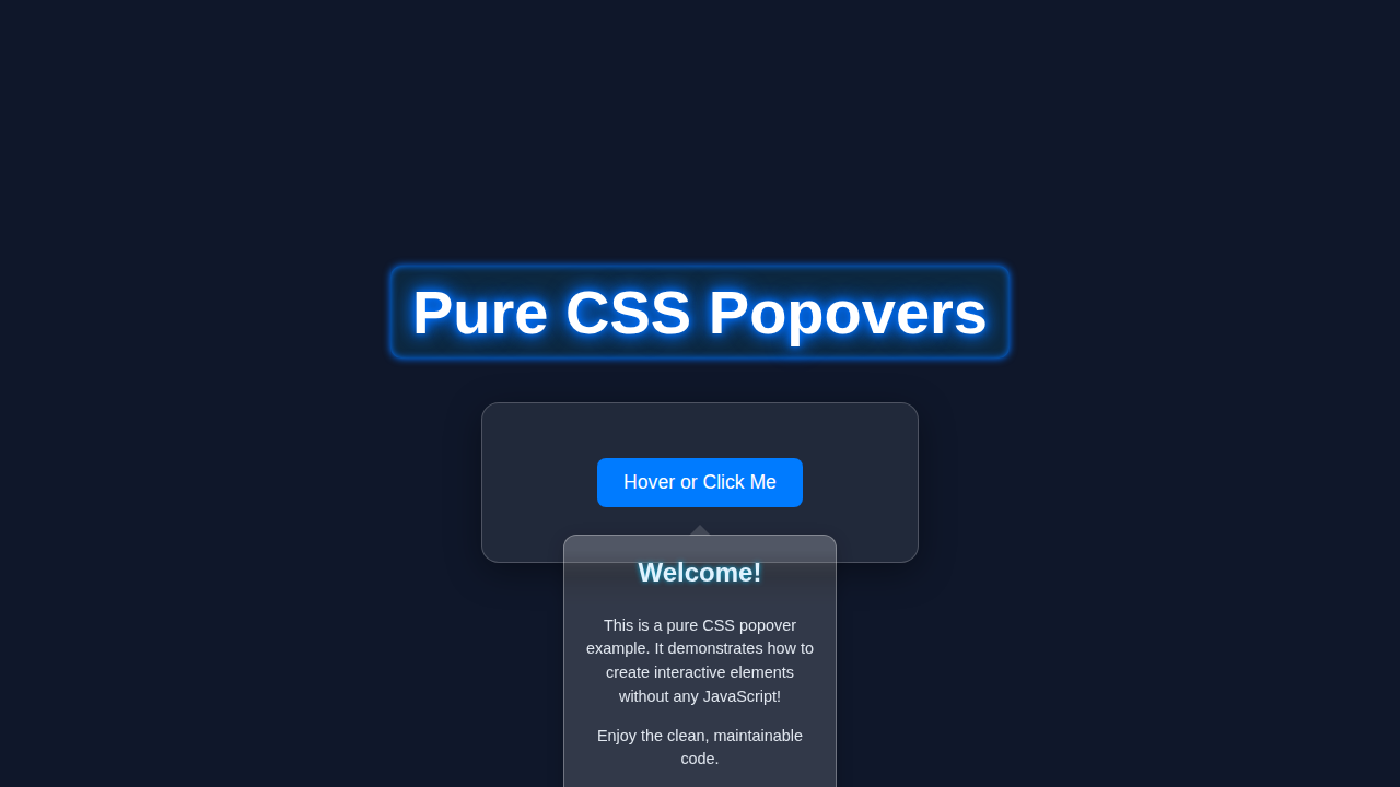 Pure CSS Popovers: HTML & CSS Tooltips & Dialogs (No JS)