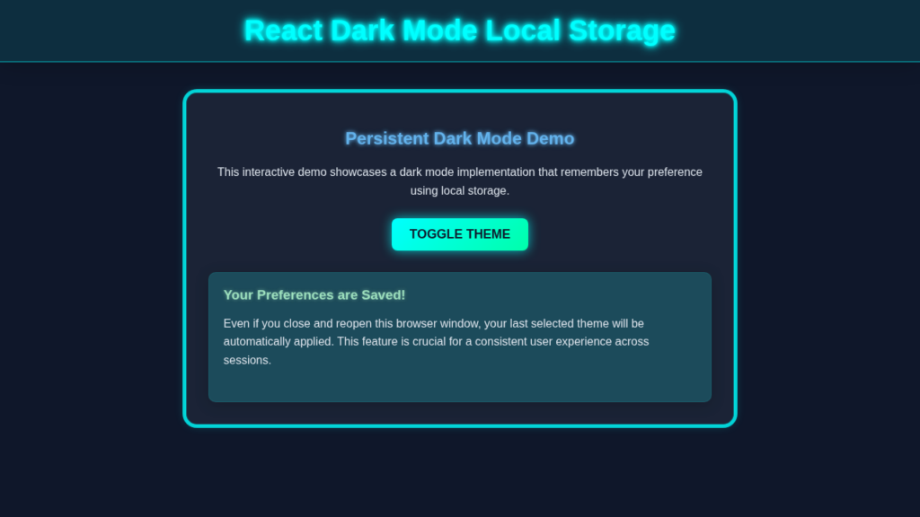 React Dark Mode Local Storage Tutorial with Hooks