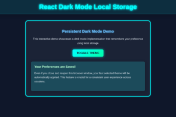 React Dark Mode Local Storage Tutorial with Hooks