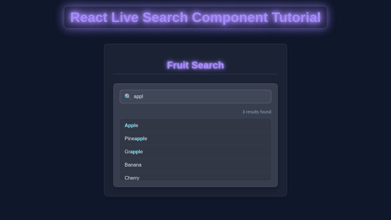 React Live Search Component Tutorial with Hooks