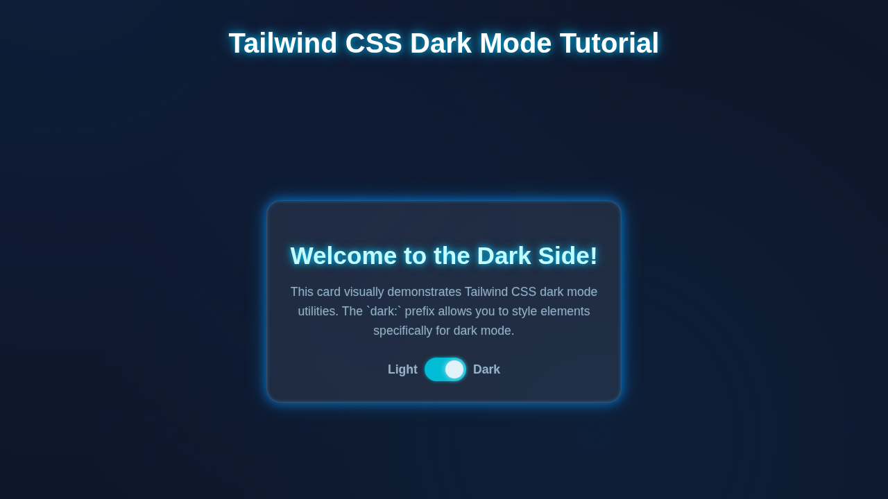 Tailwind Dark Mode: HTML & Utility Classes Tutorial