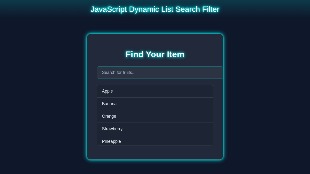 Dynamic List Filter: Vanilla JS Search with HTML/CSS